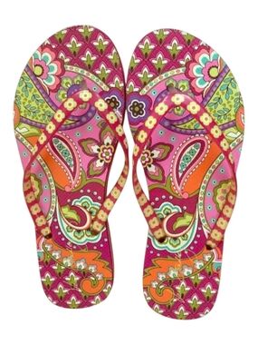 Vera Bradley Pink Paisley Print Flip Flops 11